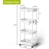 Hachikiko 4 Tier Rolling Utility Cart with Drawer - Multifunctional Storage Organizer on Wheels,Space-Saving Rolling Cart with 360°Wheels - 3 of 4