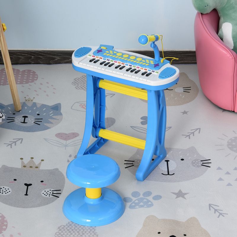 Qaba Kids Toy Keyboard Piano Toddler Electronic Instrument with Stool, Microphone and Bright Flashlight for Children Birth Gift, 4 of 10