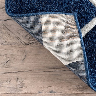 Modern Handmade Navy Synthetic 6' x 9' Geometric Tufted Rug