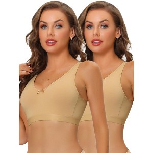 Allegra K Women's Wirefree Full Coverage Adjustable Straps Push Up Bras 2 Pcs - 1 of 4