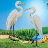 Collections Etc Realistic Great Egret Birds Outdoor Garden Stakes - Set of 2 - 2 of 2