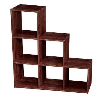 Homcom 75.5h Bookcase 6 Shelf S-shaped Bookshelf Wooden Storage Display  Stand Shelf Organizer Free Standing Oak : Target
