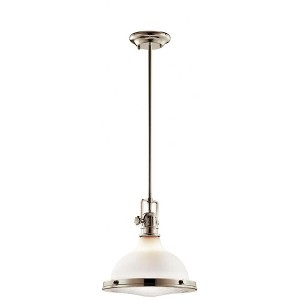 Hatteras Bay 12" 1 Light Pendant with Satin Etched White With Clear Fresnel Lens in Olde Bronze - 1 of 1