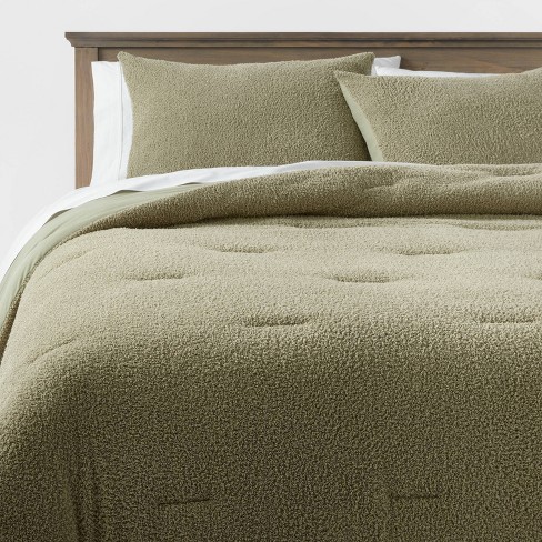 King Solid Cotton Velvet Duvet Cover and Sham Set Green - Threshold™