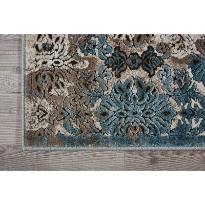 Elysian Bliss Blue Floral Handmade Synthetic Area Rug - 26"x7"