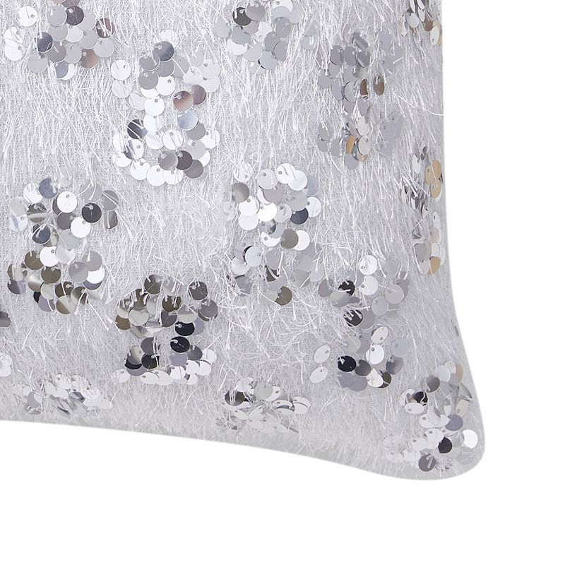 16&#34;x24&#34; Oversized Shag Sequins Lumbar Throw Pillow White/Silver - VCNY Home, 6 of 7