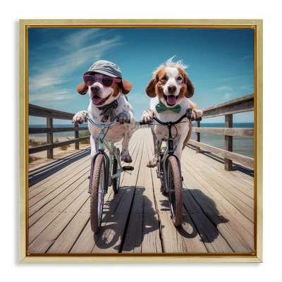 Stupell Industries Coastal Bicycle Dogs, 25" x 25"