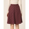 INSPIRE CHIC Women's Christmas Plaids Vintage Tartan Elastic Waist Knee Length A-Line Skirt - 4 of 4