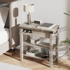 End Table with USB Ports and Outlets, Flip Top Side Table Narrow Bedside Table with Drawer and Storage Shelves for Living Room - 4 of 4
