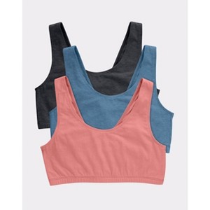 Hanes Women's Cotton Scoopneck Crop Sports Bralette, Low Impact, 3-Pack - 1 of 1