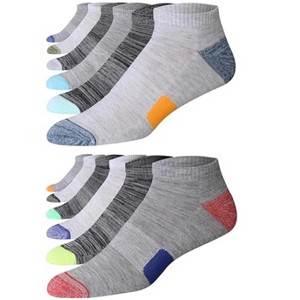JAMES FIALLO Men's 12-Pairs Performance Low Cut Athletic Black White Grey Ministripes with Colorful Accents Sport Socks - 1 of 4