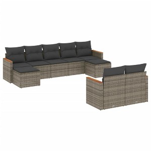 vidaXL 9 Piece Patio Sofa Set with Cushions - Gray Without Table - 1 of 4