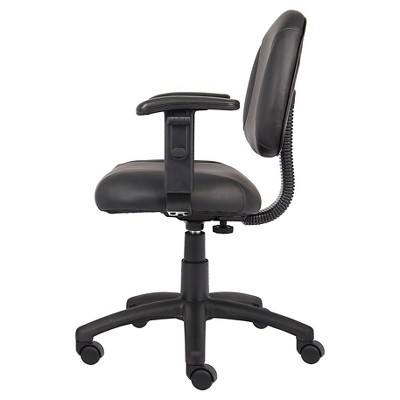 Ergonomic Black Leather Task Chair with Adjustable Arms