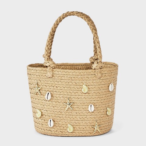 Universal Thread Straw Embellished Mini Tote Bag - Universal Thread™ Natural