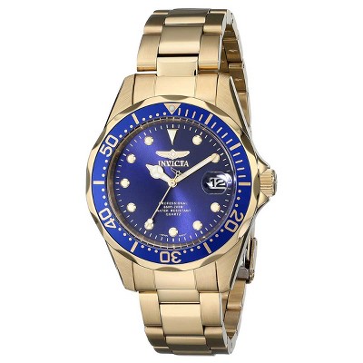 Invicta 17052 Men's Pro Diver Blue Dial Yellow Gold Steel Bracelet Dive Watch