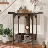 Rustic Bamboo Console Table w/ Drawer and 2 Open Shelves - 2 of 4