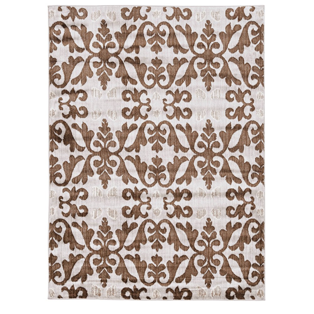 5'x7' Elegance Florence Rug Off White/Brown - Linon