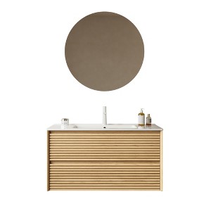 Chery Life 36" Bathroom Vanity with Sink, Wall-Mounted Bathroom Storage Cabinet with 2 Drawers, Pre-assembled, Corolla Oak Color - 1 of 4