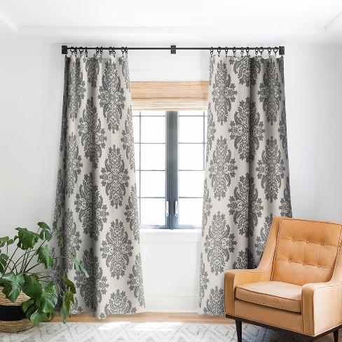 Avenie Neutral Damask Flourish Single Panel Blackout Window Curtain Society6 Target