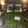 Sage Green Velvet Duvet Cover Set, 3Pcs,Breathable, Zipper Corner Tie - 2 of 4