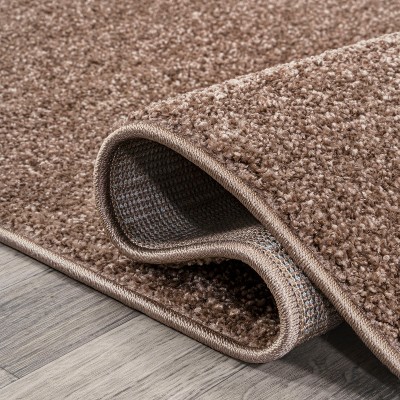 Brown Solid Synthetic Low-Pile 2' x 12' Runner Rug