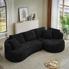 120" Modern Curved Corduroy Sectional Sofa with 2 Throw Pillows, Oversized L-Shape Sleeper Couch for Living Room or Family Lounge–The Pop Home - 3 of 4