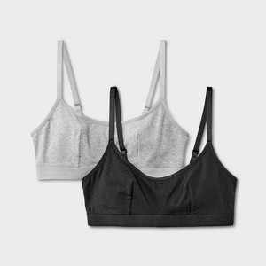 Women's 2pk Cotton Blend Scoop Back Bralette - Dealworthy™ Black/Heathered Gray - 1 of 3