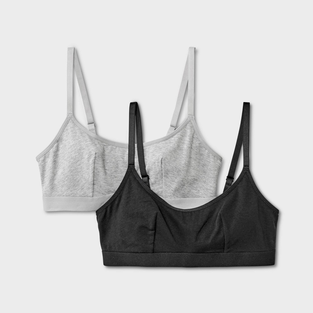 Women's 2pk Scoop Back Bralette - Dealworthy™ Black/Heathered Gray XL