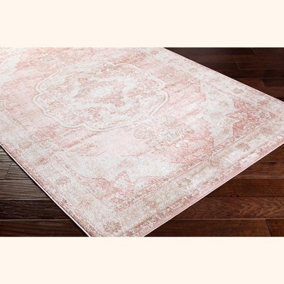 Bethlehem Pink and White Synthetic Fur Rectangular Area Rug