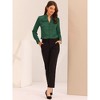 INSPIRE CHIC Women's Ruffled Stand Collar Long Sleeve Button Elegant Satin Shirt - 3 of 4