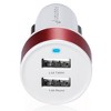 Fosmon Dual USB Car Charger (2.4A & 1A Output) - White Charger / Red Frame - 3 of 4