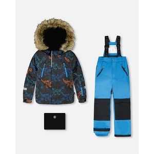 Deux par Deux Boy Two-Piece Play Snowsuit with Printed Jacket Blue - 1 of 4