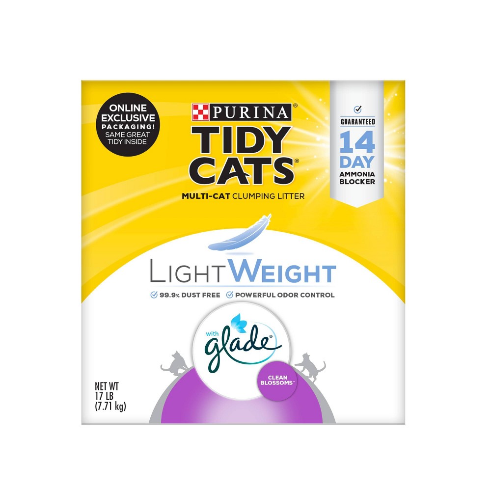Purina Tidy Cats Low Dust  Multi Cat  Clumping Cat Litter  LightWeight Glade Clean Blossoms  17 lb. Box