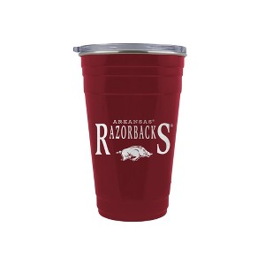 NCAA Arkansas Razorbacks Tailgater Tumbler - 22oz: Stainless Steel, Acrylic Lid - 1 of 2