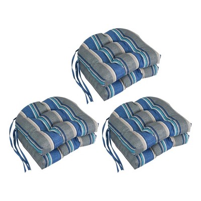 Blazing Needles, 16-inch Spun Polyester Patterned Outdoor U-shaped Tufted Chair Cushions (Set of 6)
