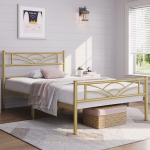 Yaheetech Metal Platform Bed Frame with Cloud-inspired Design Headboard - 1 of 4