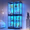 Fredees 65" Glass Display Cabinet with Doors, Tri-Color Lighting and Motion Sensor, 4-Tier Curio Cabinet - 4 of 4