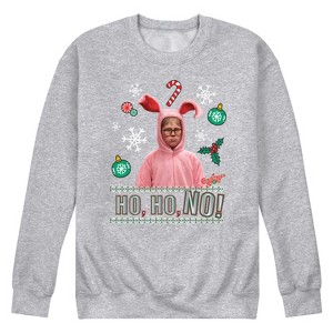 Men's - A Christmas Story - Ho Ho No Pink Bunny Suit Graphic Fleece Sweatshirt - 1 of 4