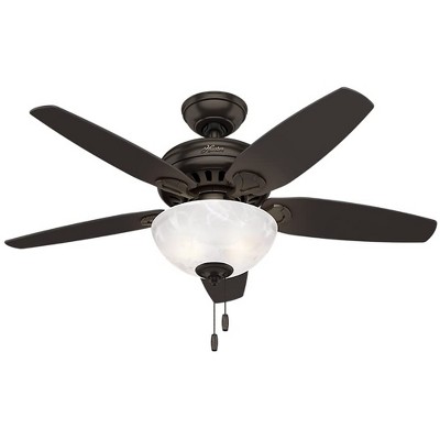 Hunter Fan Company 52135 Low Profile Traditional 44 Inch Indoor Home Ultra Quiet Ceiling Fan with Pull Chain and LED Lights, Premier Bronze