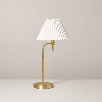 22" Pleated Shade Metal Arch Table Lamp Brass/Cream - Hearth & Hand™ with Magnolia