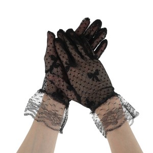 Unique Bargains Women's Bow Mesh Sunblock Mittens 1 Pair - 1 of 4
