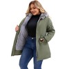 Agnes Orinda Women's Plus Size Waterproof Fur Hood Drawstring Waist Zipper Fleece Lined Winter Warm Parka Jacket with Pockets - 2 of 4