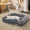 Artloge Large Grey Dog Sofa Bed Memory Foam Calming Orthopedic Pet Mattress Cushion Waterproof Bolster Dog Couch Bed with Removable Washable Cover - 2 of 4