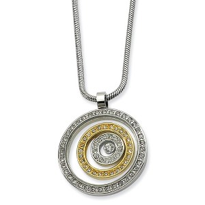 Black Bow Jewelry Stainless Steel Floating Circle Necklace with Cubic Zirconia and Gold - 1 of 4