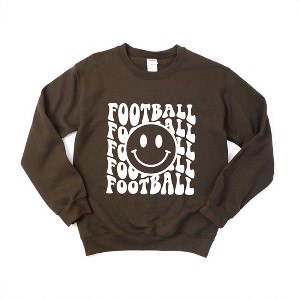 Simply Sage Market Women's Graphic Sweatshirt Football Smiley Face - 1 of 4