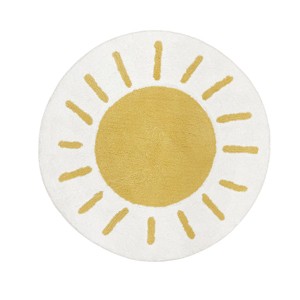 Sweet Jojo Designs Girl Kids Accent Floor Rug Boho Sun 30 in. Round Yellow and White - 1 of 4