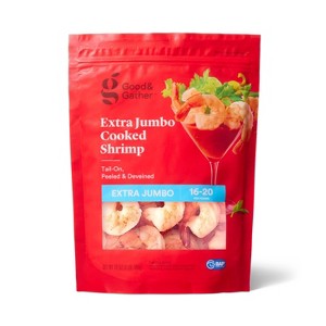 Peeled & Deveined Tail On Cooked Shrimp - Frozen - 16-20ct/16oz - Good & Gather™ - 1 of 4