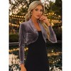 INSPIRE CHIC Women's Long Sleeve Cocktail Party Open Front Cropped Velvet Bolero Shrugs - 2 of 4