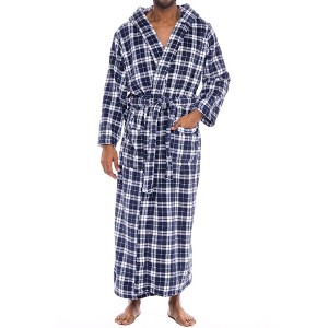 ADR Men's Robe, Plush Fleece Hooded Bathrobe Man, Long Warm Cozy Bath Robe Man - 1 of 4