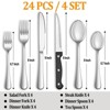Aoibox 24-Piece Stainless Steel Flatware Set with Steak Knives, Mirror Polished Cutlery for 4, Includes Forks, Knives, Spoons, Dishwasher Safe - 2 of 4